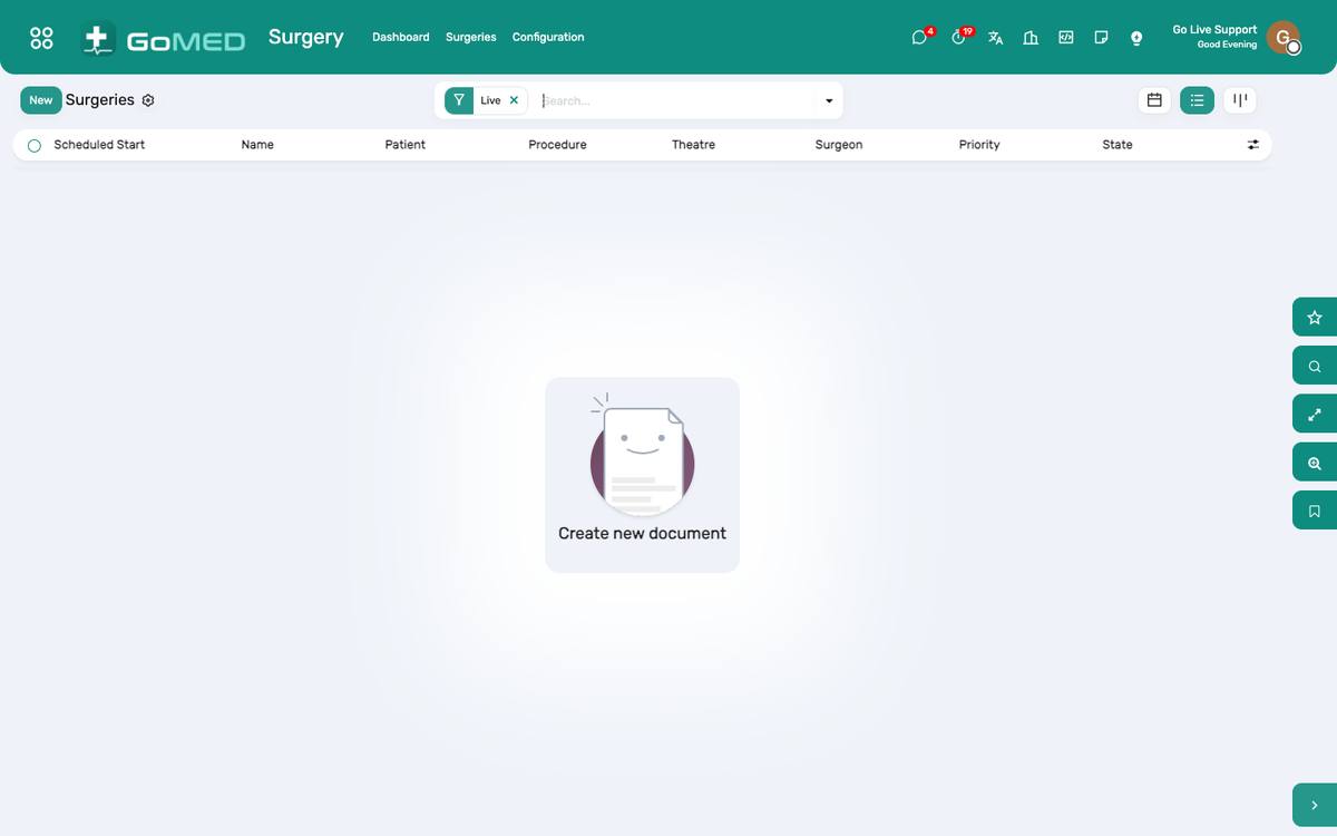 The surgery: team, checklist, counts, the record and the charges.